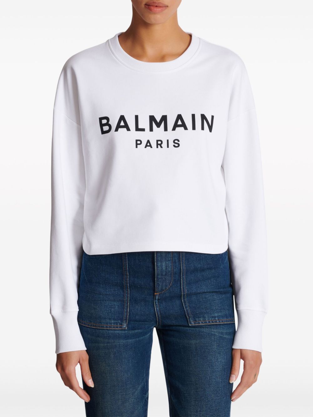 Logo organic cotton cropped sweatshirt