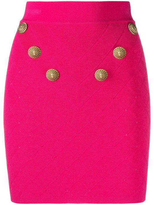 Buttoned knitted mini skirt