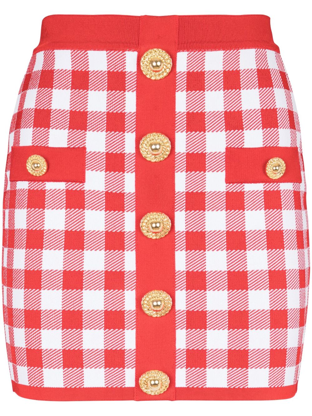 Vichy buttoned mini skirt