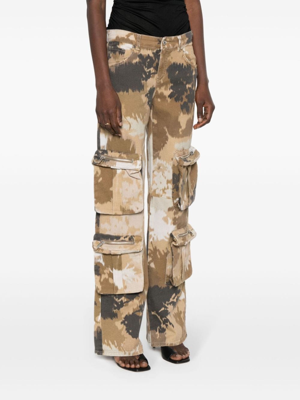 Camouflage print cargo trousers