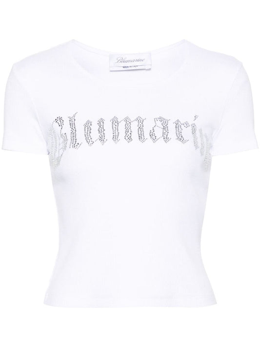 Logo ribbed cotton cropped t-shirt