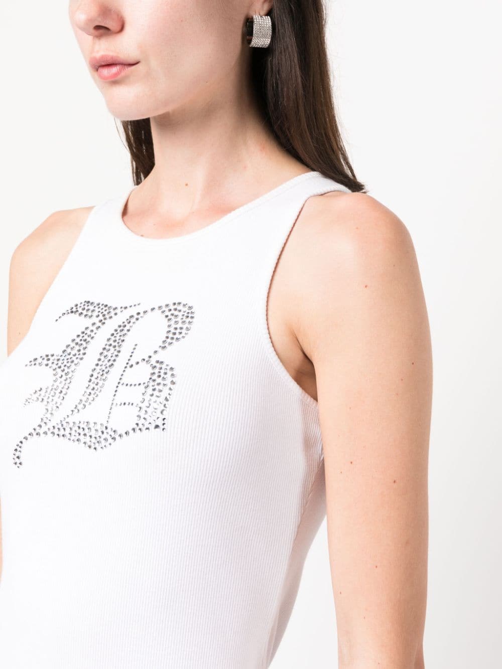 Logo ribbed cotton tank top