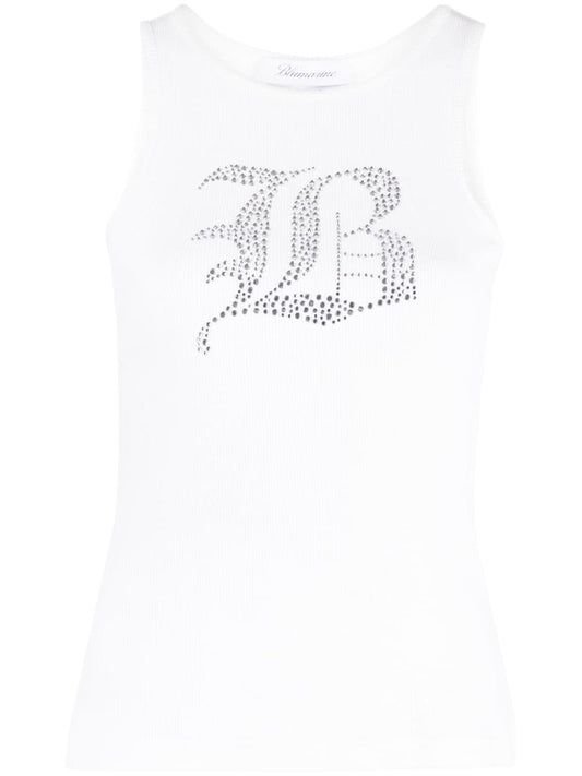 Logo ribbed cotton tank top