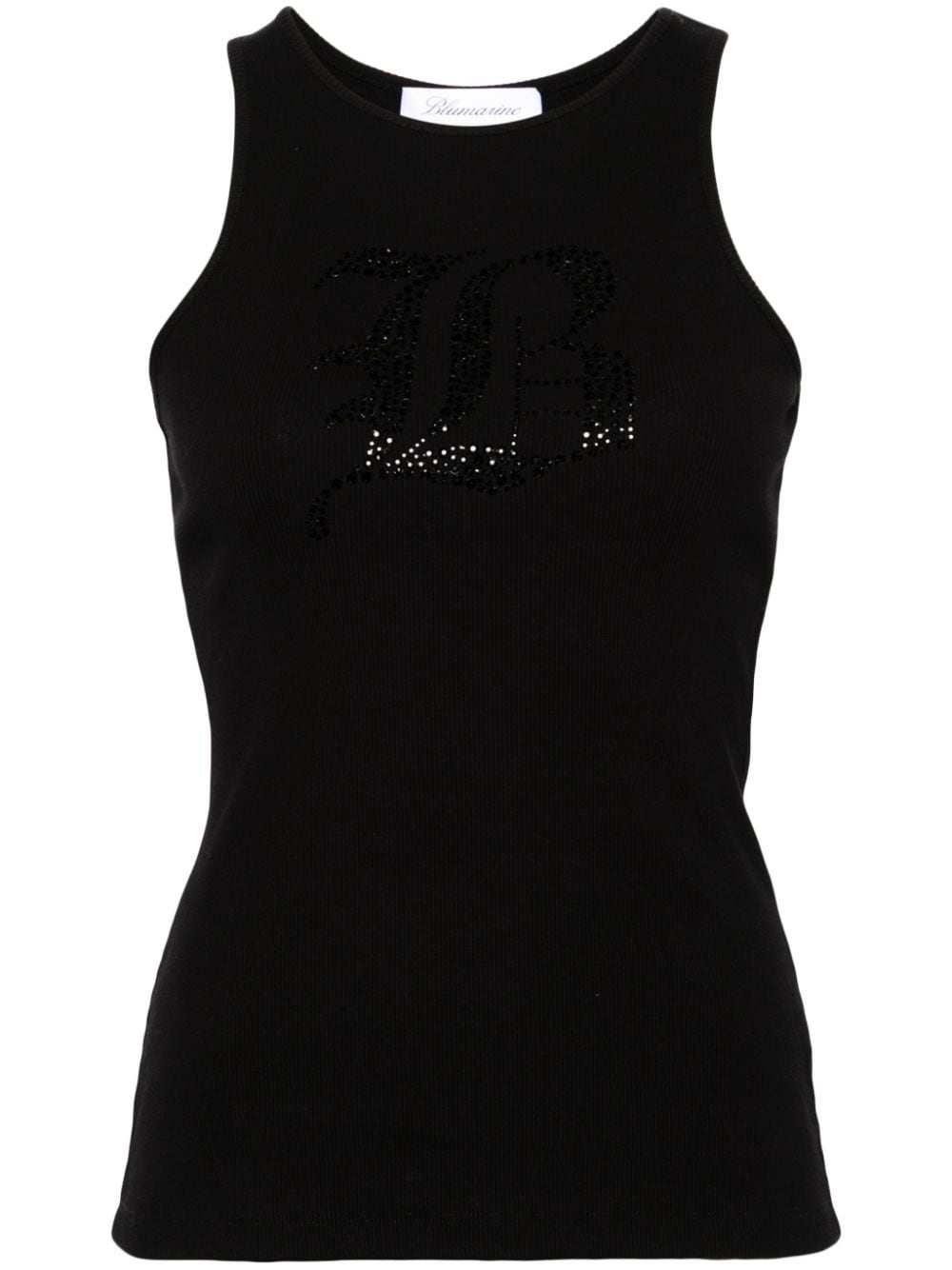 Logo ribbed cotton tank top