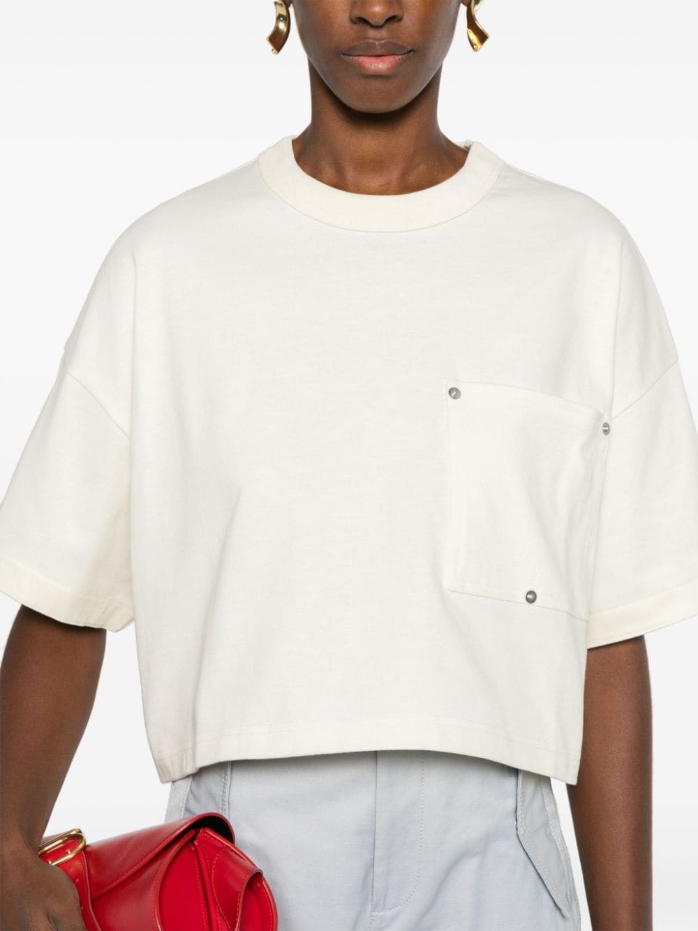 Cropped cotton t-shirt