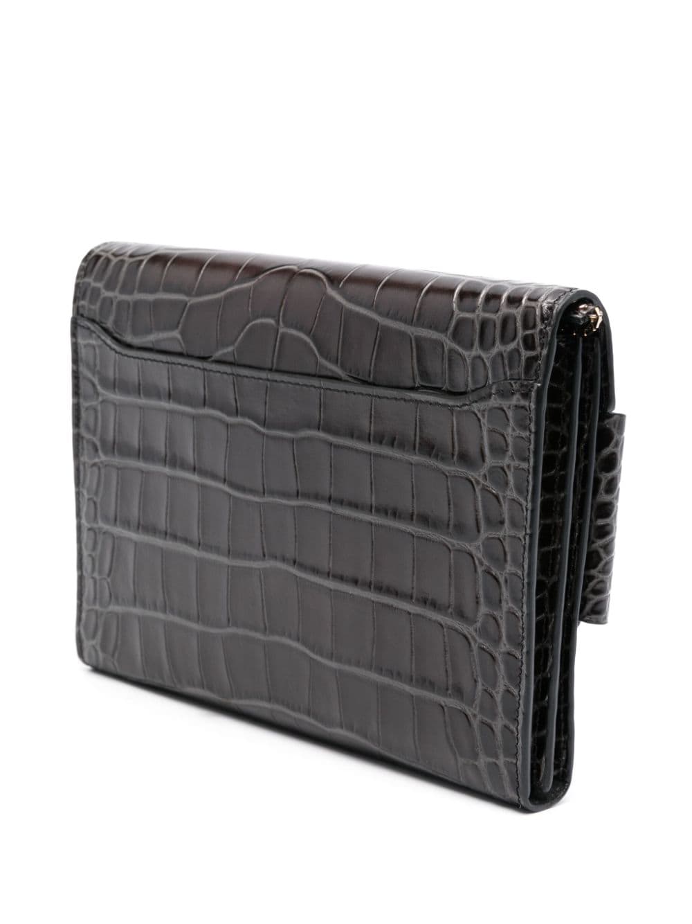 Buckle travel case croco embossed leather clutch bag