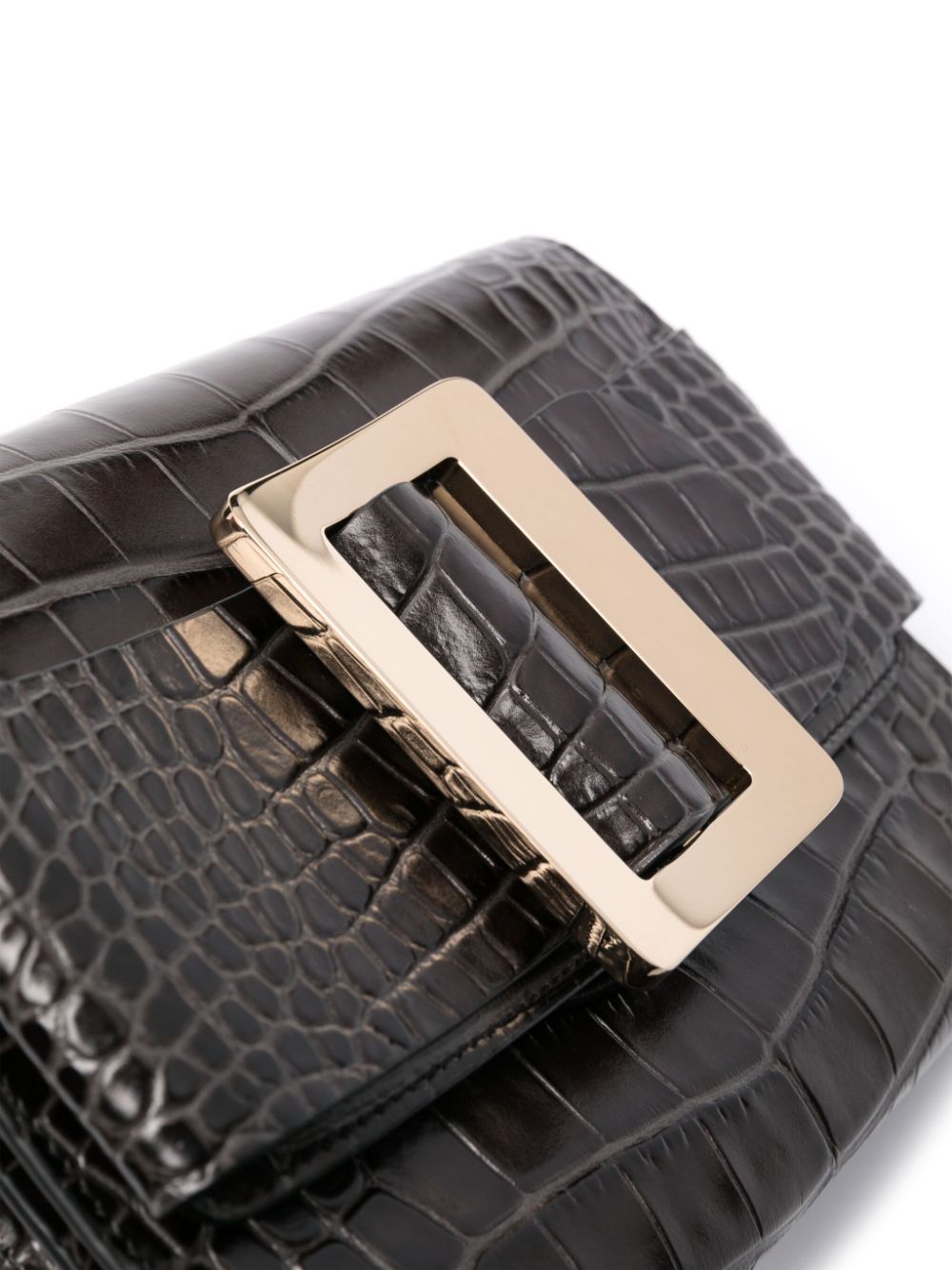 Buckle travel case croco embossed leather clutch bag