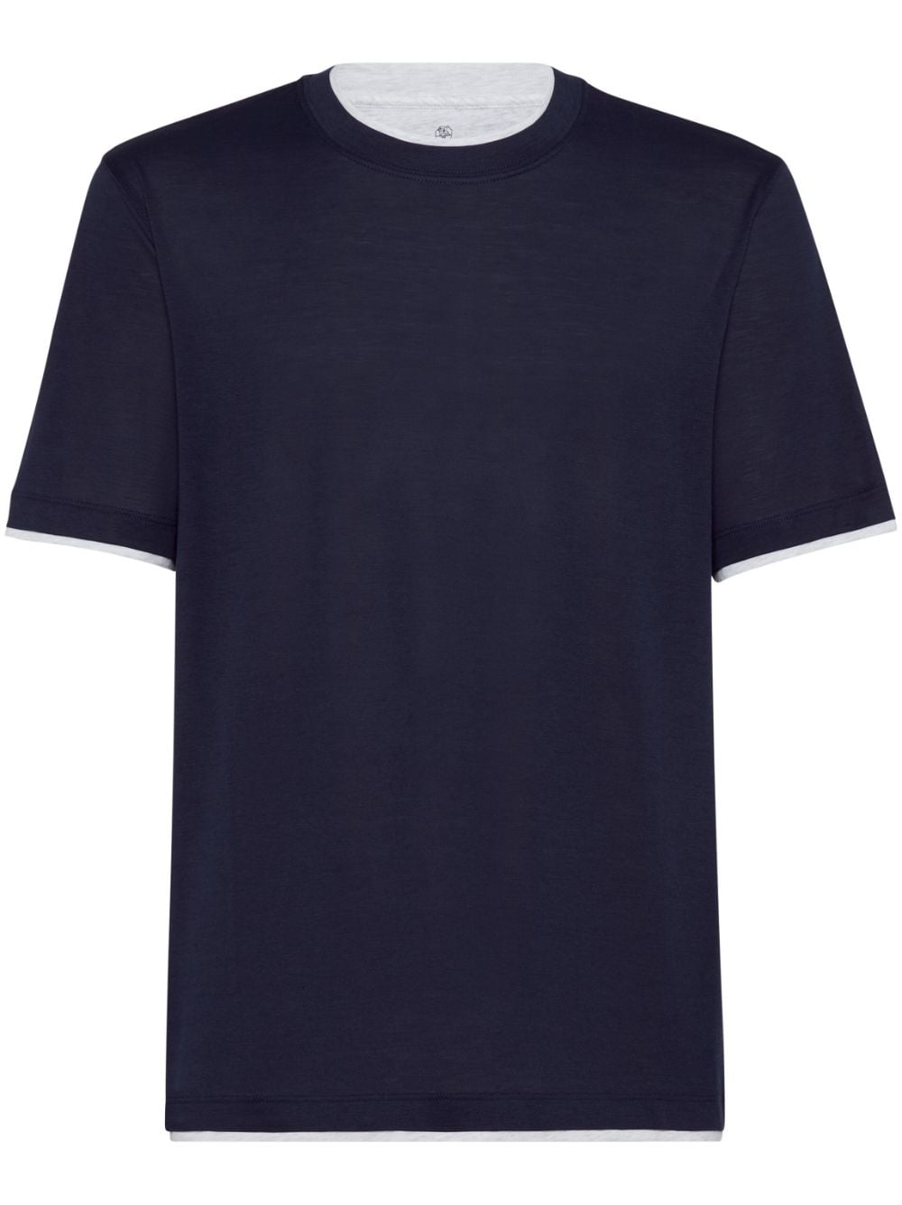 Faux layering silk and cotton t-shirt