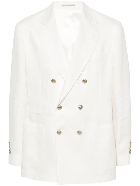 Linen single-breasted blazer jacket