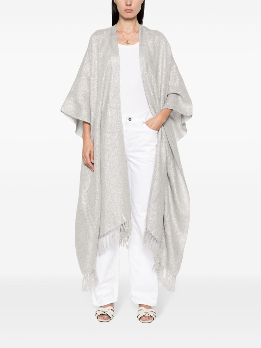 Linen blend poncho