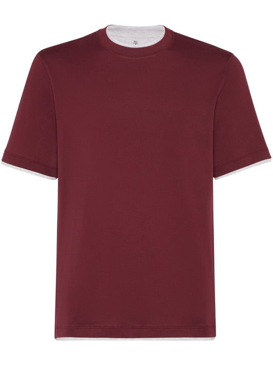 Faux layering cotton t-shirt