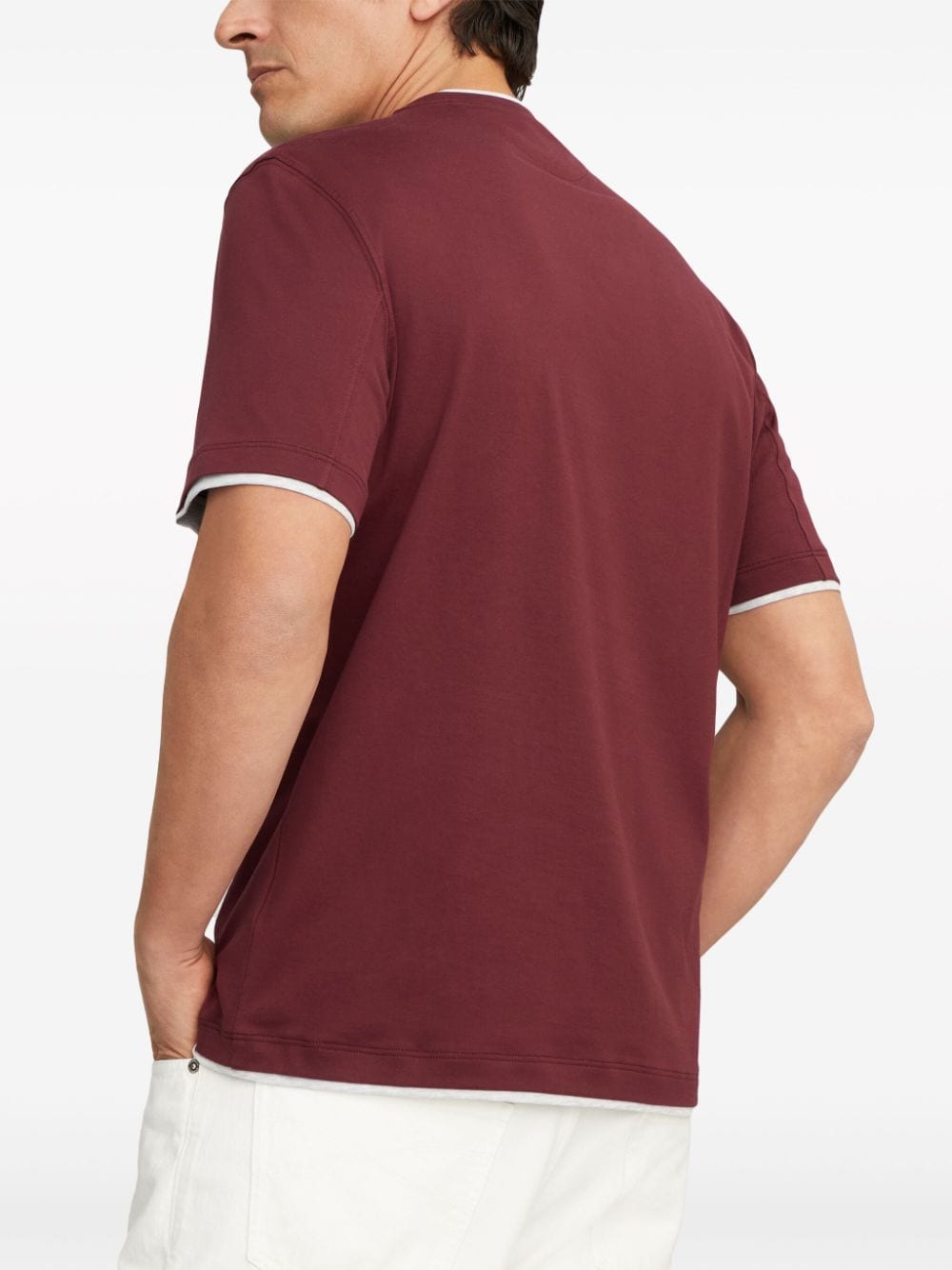 Faux layering cotton t-shirt