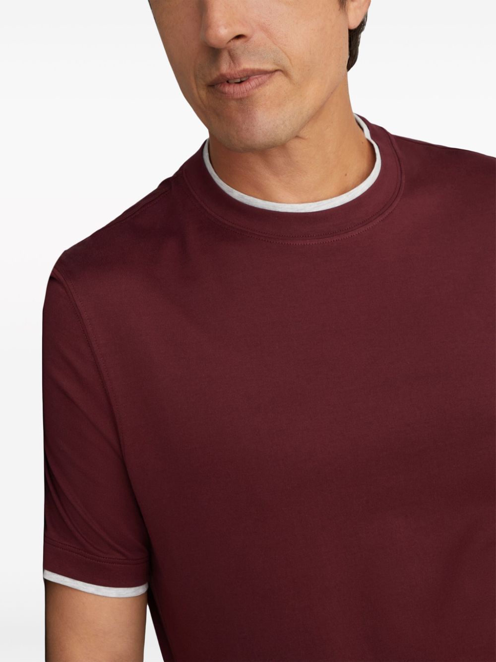 Faux layering cotton t-shirt