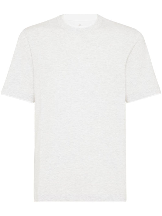 Faux layering cotton t-shirt