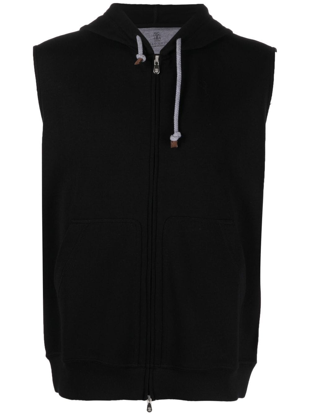 Sleeveless zipped hoodie