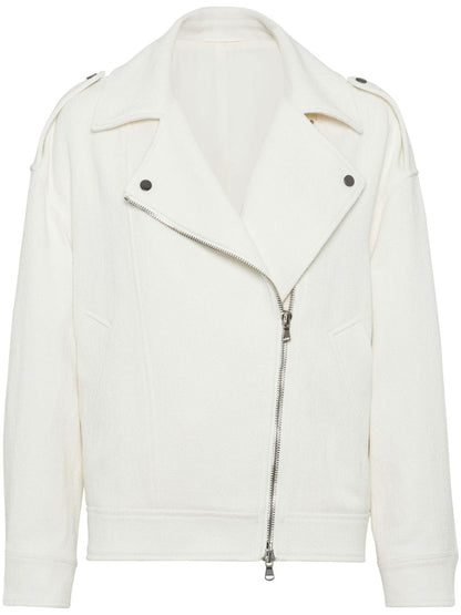 Linen and cotton zipped jacket