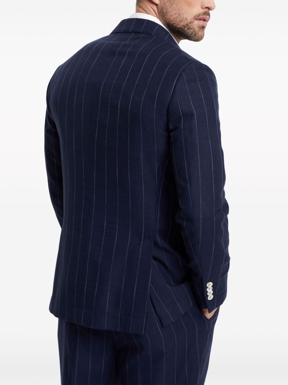 Cotton and wool pinstriped blazer