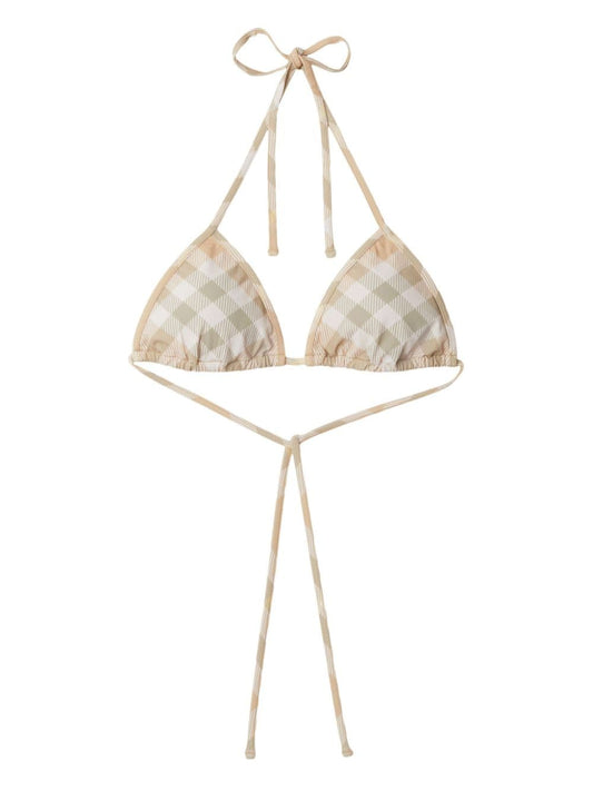 Checked triangle bikini top