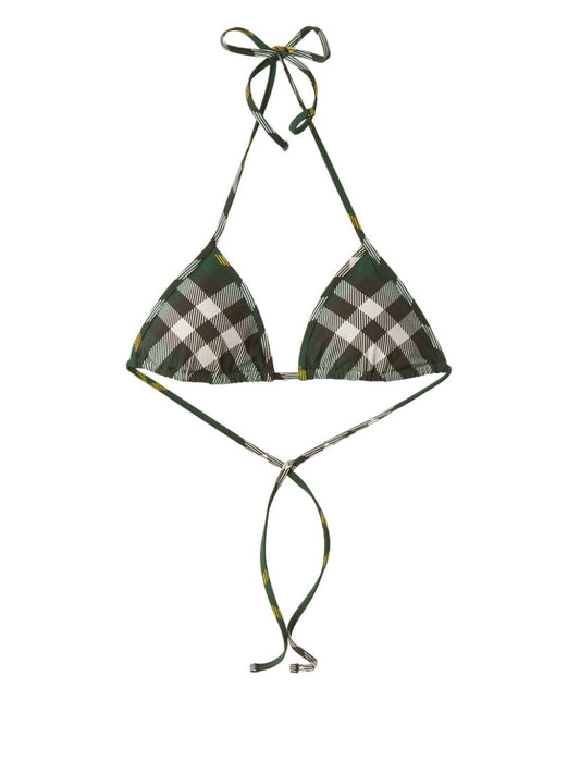 Checked triangle bikini top