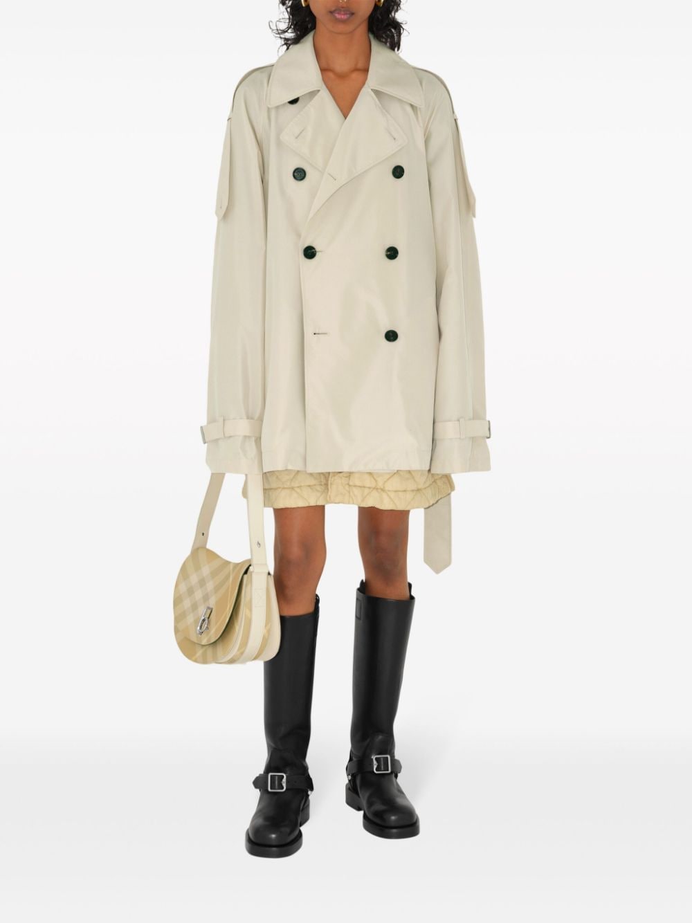 Silk short trench coat