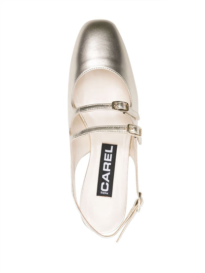 Peche metallic leather slingback ballet flats