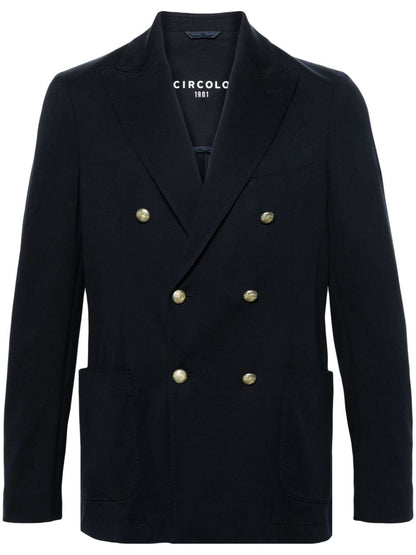 Double-breasted pique jacket