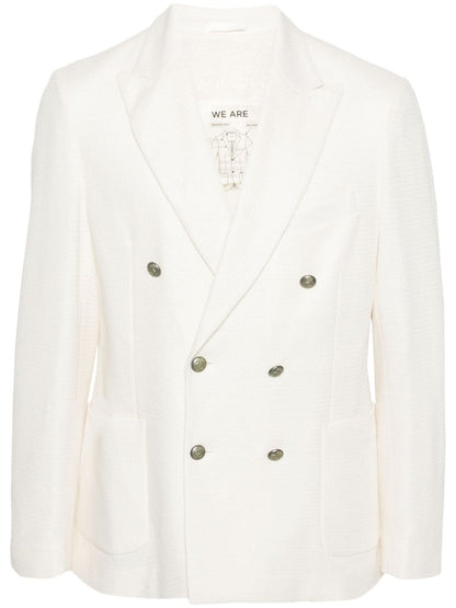 Linen and cotton blend double-breasted jacket