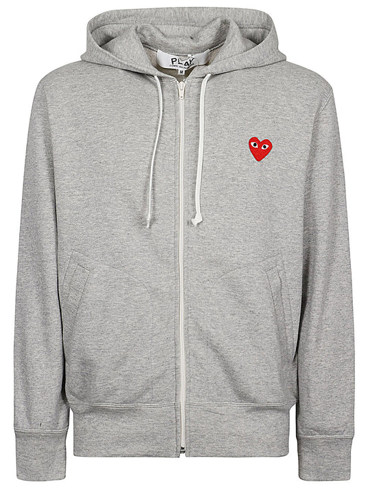 Logo zipped cotton hoodie