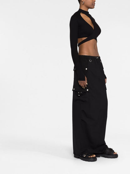 Tailored cargo maxi skirt