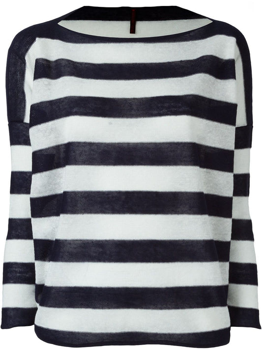 Striped cotton boat neck sweater