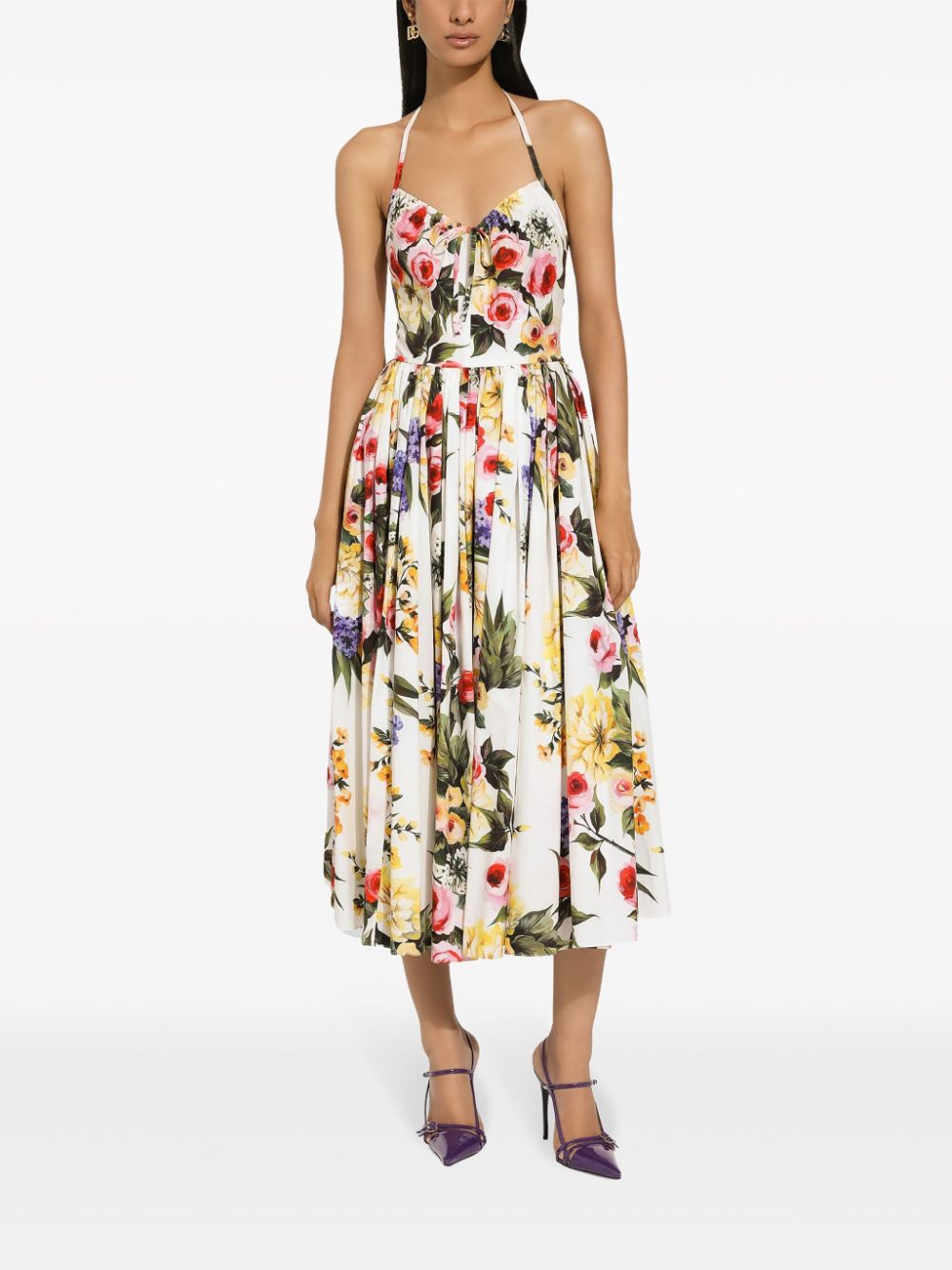 Printed cotton midi dress