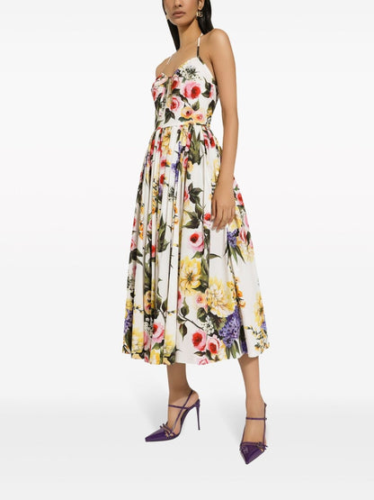 Printed cotton midi dress