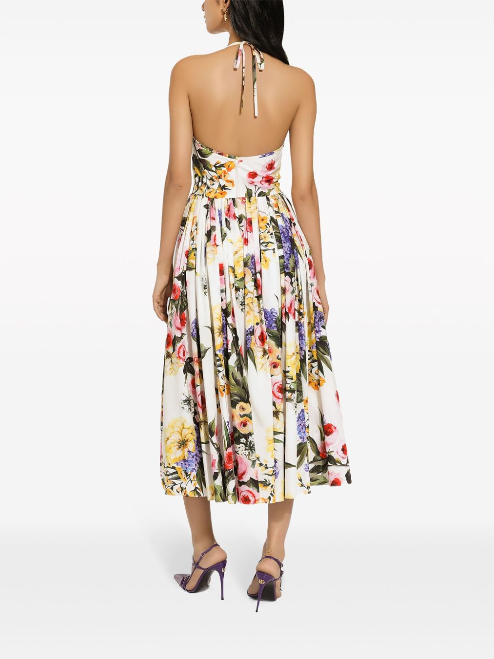 Printed cotton midi dress