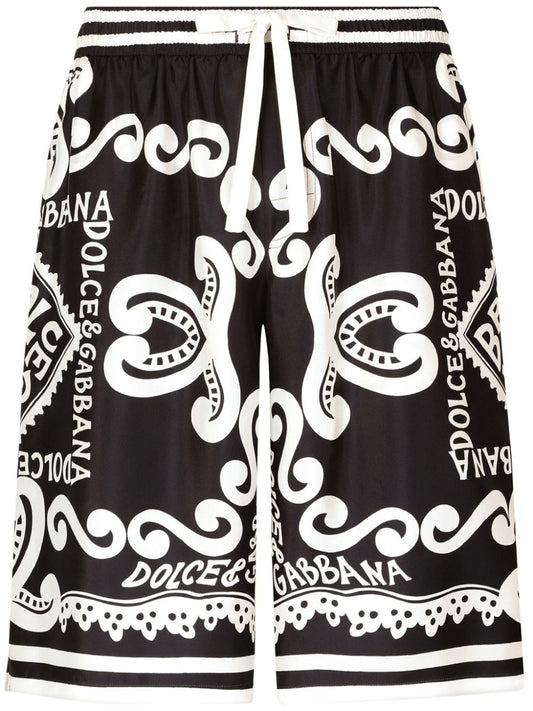 Marina print silk shorts