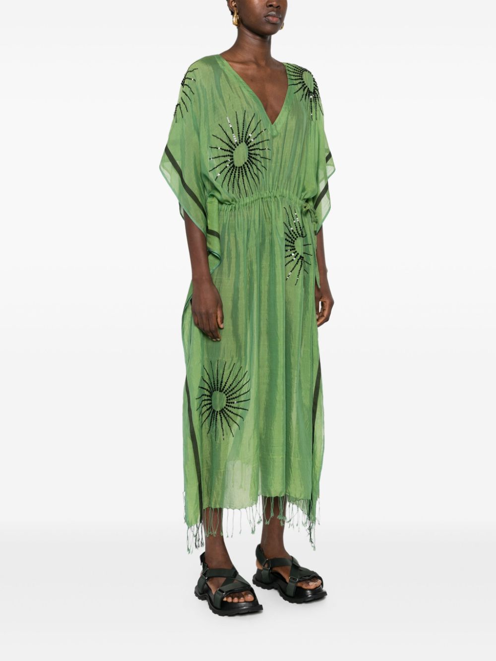 Cotton and silk blend kaftan