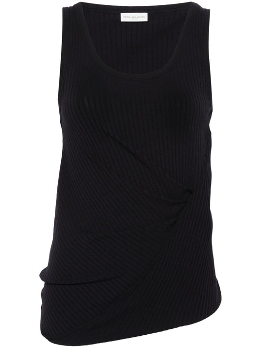 Ribbed cotton blend tank top