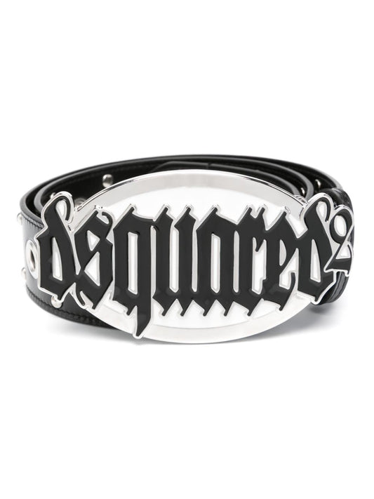 Gothic logo leather belt