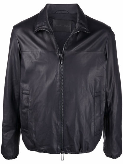 Leather blouson jacket