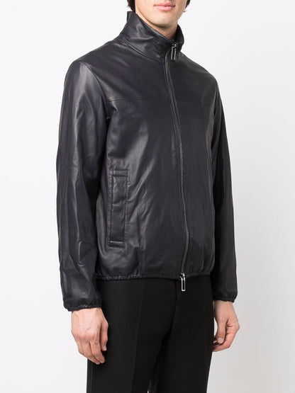 Leather blouson jacket