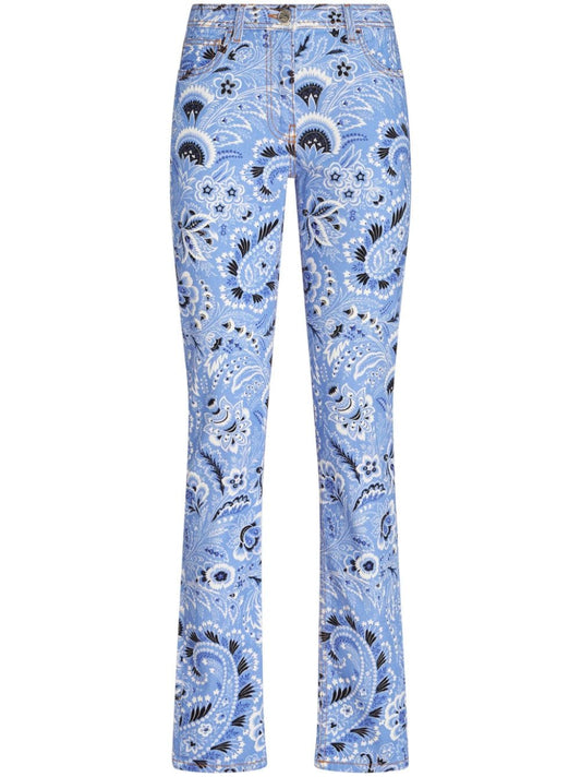 Printed denim jeans