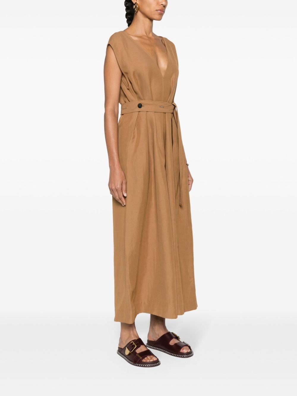 Linen blend midi dress