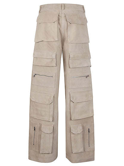 Suede cargo trousers