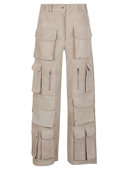 Suede cargo trousers