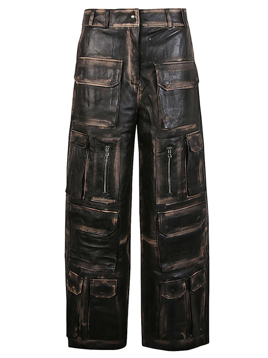 Leather cargo trousers