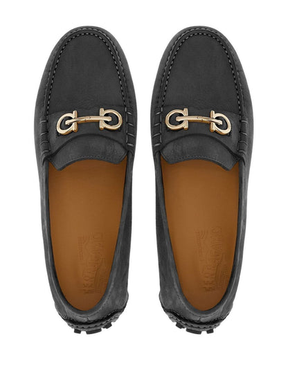 Gancini leather loafers