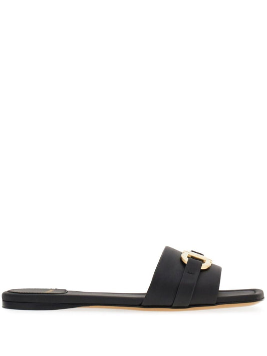 Gancini leather flat sandals