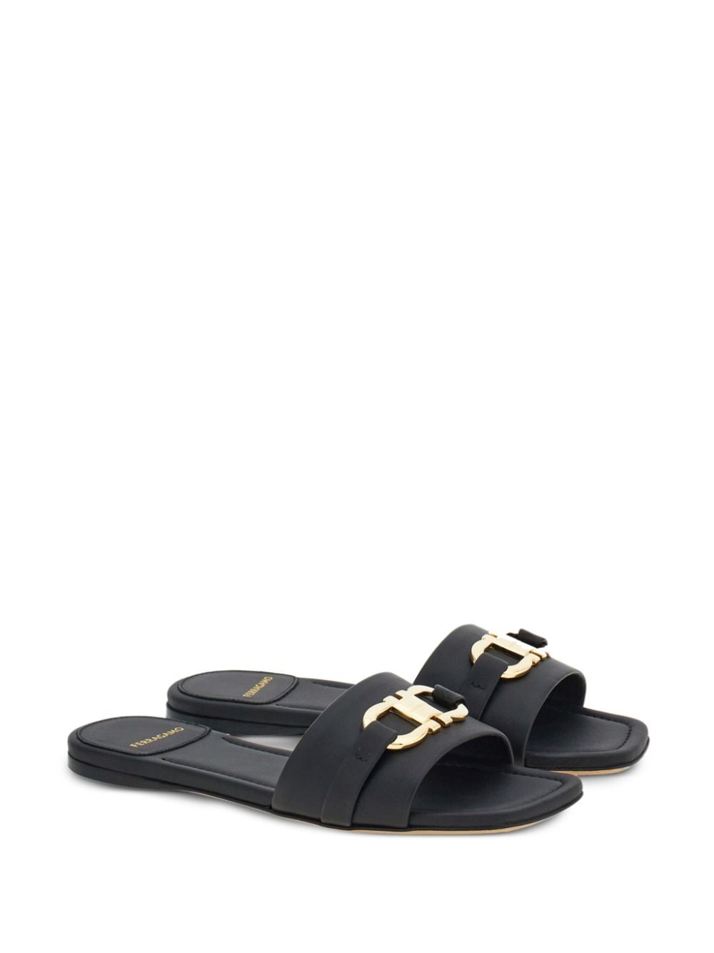 Gancini leather flat sandals