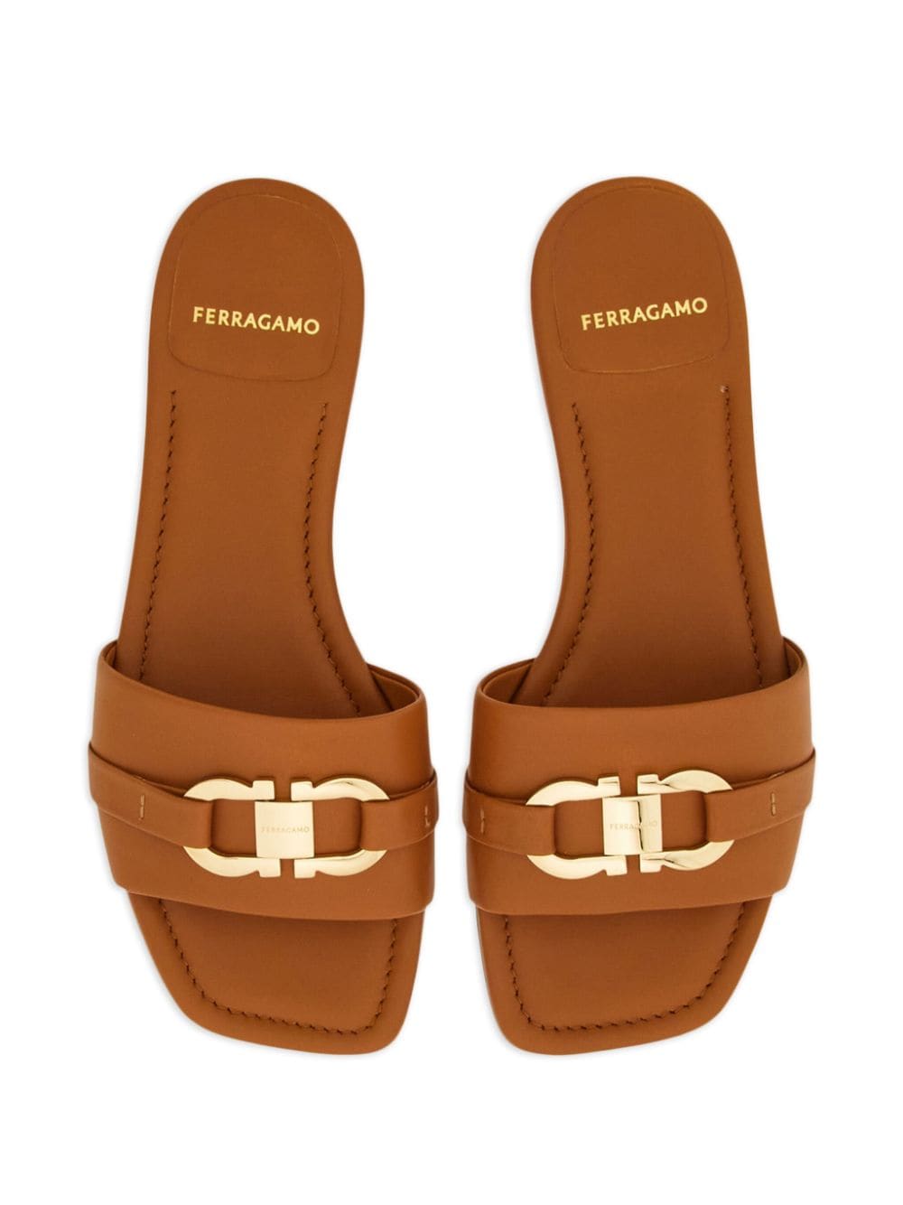 Gancini leather flat sandals