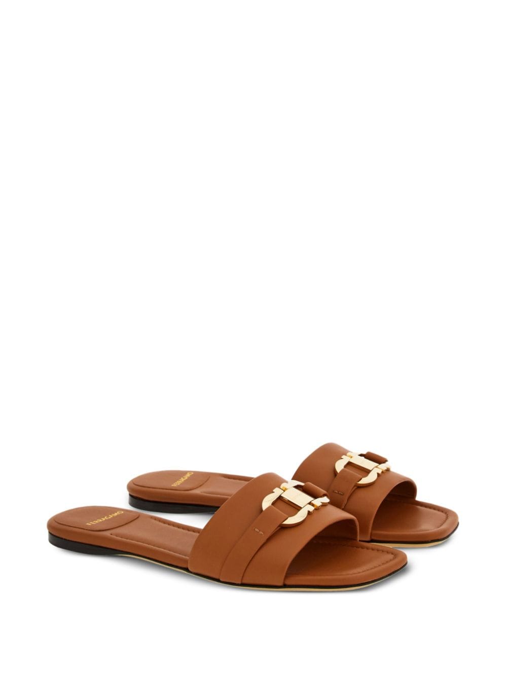 Gancini leather flat sandals