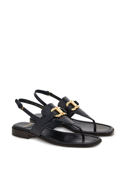 Gancini leather thong sandals